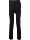 Tagliatore Straight-leg Virgin Wool Trousers In Blue