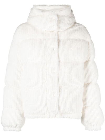 Moncler Padded Hooded Jacket In White