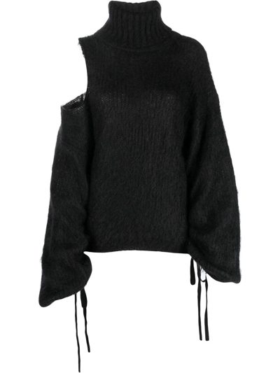 Andreädamo Cut-out Detail Roll-neck Jumper In Black