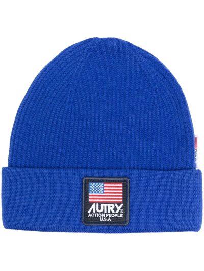 Autry Icon Logo-patch Beanie In Blue
