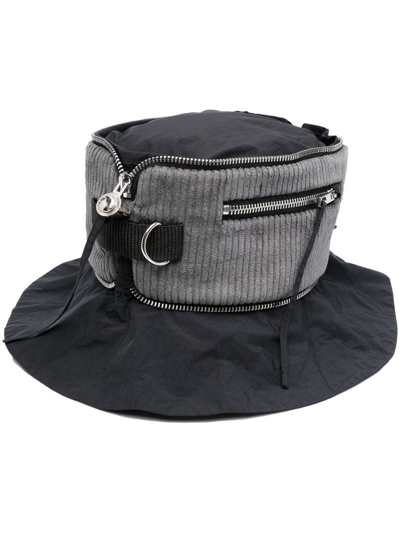 Craig Green Cotton Zipped Bucket-hat In Black Grey