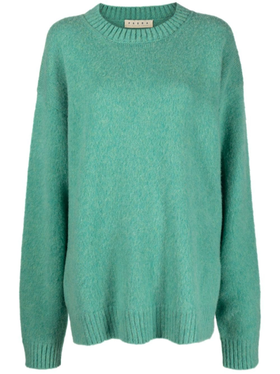 Paura Crew Neck Wool Jumper In Green