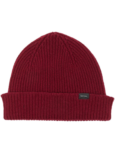Paul Smith Logo-patch Knit Beanie In Red ModeSens