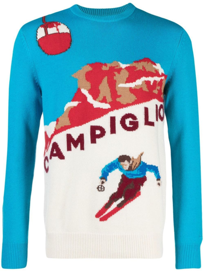 Mc2 Saint Barth Mens Sweater With Postcard From Campiglio In Blue