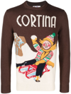 Mc2 Saint Barth Cortina Vintage-postcard Knitted Jumper In Brown