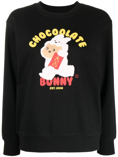 Chocoolate Bunny Graphic Sweatshirt In Black