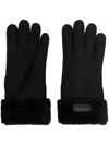 Ugg Black Shearling Gloves With Turn-up Brim In Black