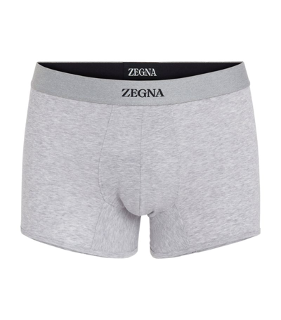 Zegna Logo-waistband Cotton Boxers In White