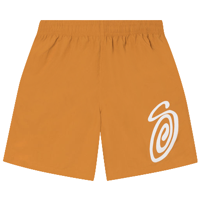 Pre-owned Stussy Curly S Water Short 'curry' In Brown