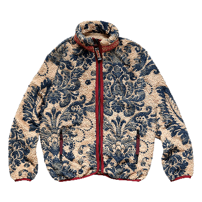 Pre-owned Kapital Damask Fleece Zip Blouson 'beige' In Yellow