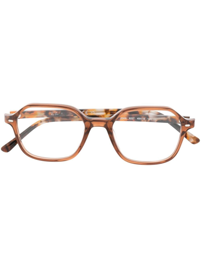 Ray Ban John Round-frame Glasses In Brown