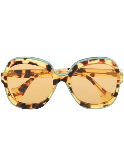 Gucci Tortoiseshell-effect Oversize-frame Sunglasses In Brown