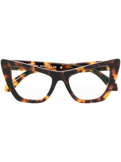Off-white Tortoiseshell Cat-eye Glasses In Brown