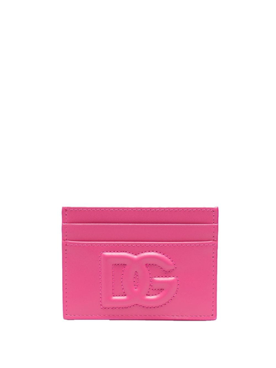 Dolce & Gabbana Embossed-logo Cardholder In Pink