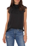 Vince Camuto Lace Cap Sleeve Blouse In Rich Black