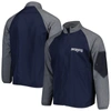 DUNBROOKE DUNBROOKE NAVY NEW ENGLAND PATRIOTS HURRICANE RAGLAN FULL-ZIP WINDBREAKER JACKET