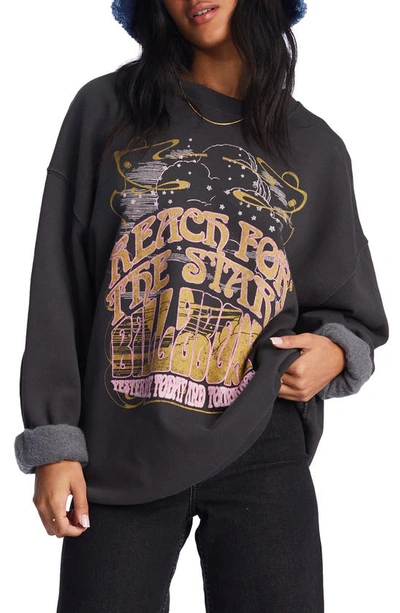 Billabong Ride In Cotton Blend Graphic Sweatshirt In Off Black