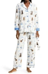 Pj Salvage Long Sleeve Cotton Flannel Pajamas & Headband Set In Ivory