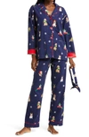 Pj Salvage Long Sleeve Cotton Flannel Pajamas & Headband Set In Up To Snow Good