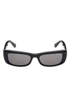 Moncler 55mm Rectangular Sunglasses In Black/gray Solid