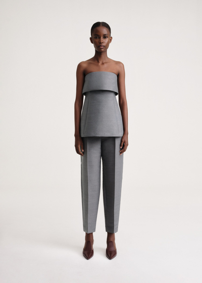 Totême Foldover Evening Top Steel In Gray