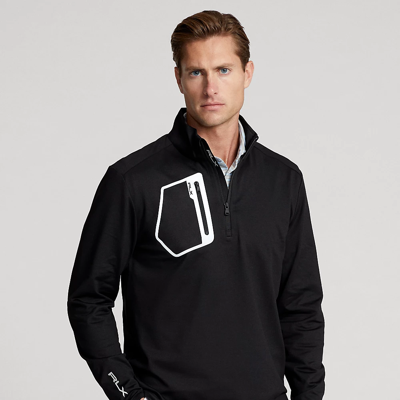 Rlx Golf Performance Jersey Quarter-zip Pullover In Polo Black
