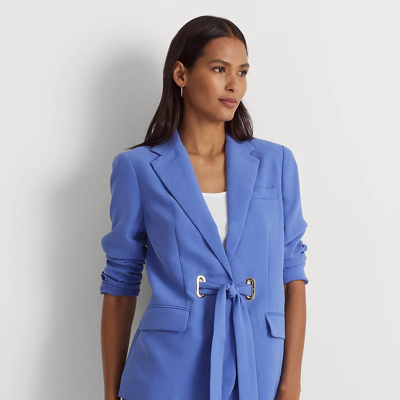 Lauren Ralph Lauren Belted Georgette Blazer In New England Blue | ModeSens