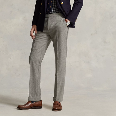 Ralph Lauren Wool Flannel Trouser In Light Grey