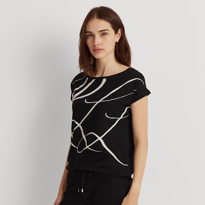 Lauren Ralph Lauren Logo-print Cotton-blend Top In Polo Black