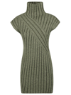 Colville Turtleneck Cap-sleeve Twisted Rib Tunic In Khaki