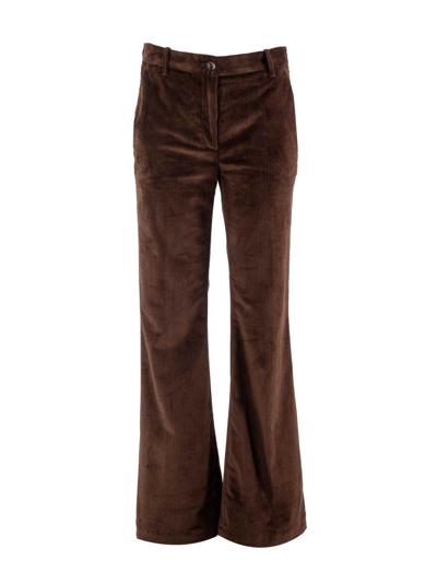 Nine In The Morning Ribbed Trousers In Marrone