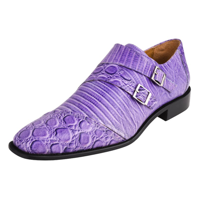Libertyzeno Grace Genuine Leather Oxford Style Monk Strap In Purple