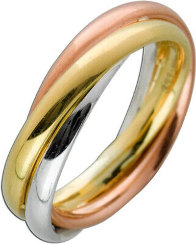 Pre-owned Ch.abramowicz Tricolor Ring 333 Gelbgold Rosegold Weissgold 5,2mm Breite Damenschmuck 17