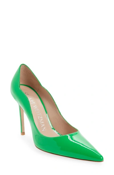 Stuart Weitzman Stuart 100 Scallop Pump In Neon Green