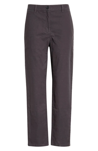 Eileen Fisher Organic Cotton & Hemp High Waist Tapered Ankle Pants In Graphite