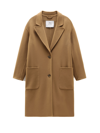 Woolrich Double Wool Coat In Dark Camel