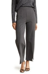 Patrizia Luca Slit Front Wide Leg Pants In Charcoal