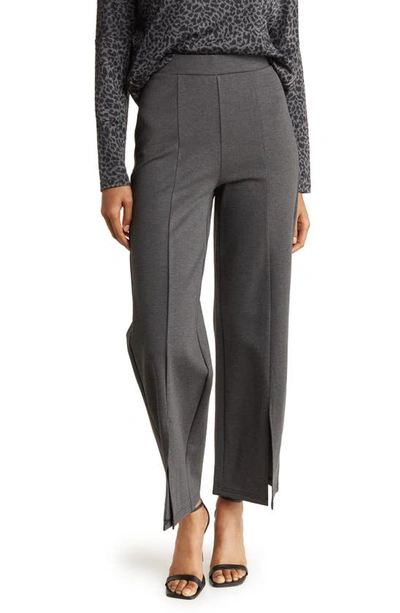 Patrizia Luca Slit Front Wide Leg Pants In Charcoal