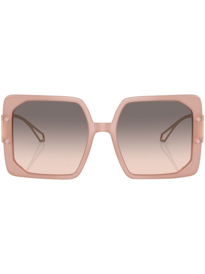 Bvlgari Oversized Gradient Square Acetate Sunglasses In Pink Gradient Grey