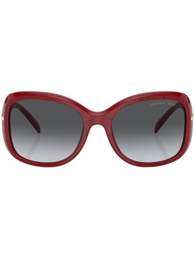 Prada Logo-arm Detail Sunglasses In Red