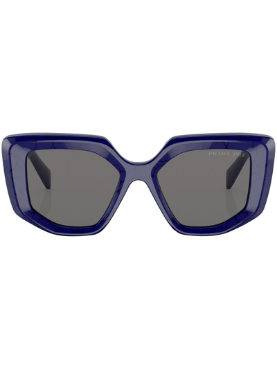 Prada Geometric-frame Logo-detail Sunglasses In Blue