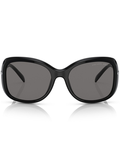 Prada Logo镜腿细节太阳眼镜 In Black