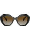 Prada Marble-print Logo Sunglasses In Black
