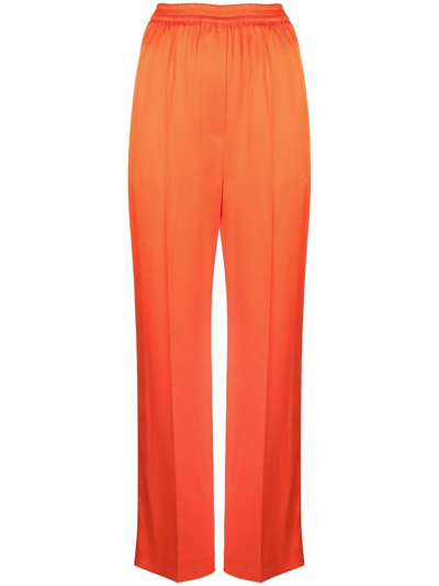 Nanushka Wide-leg Satin Trousers In Orange