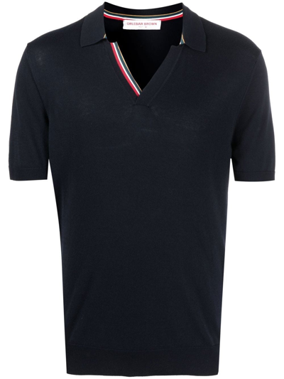 Orlebar Brown Horton V-neck Polo Shirt In Blue