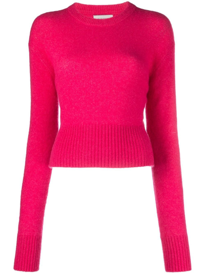 Laneus Ribbed-trim Fitted Jumper In Pink