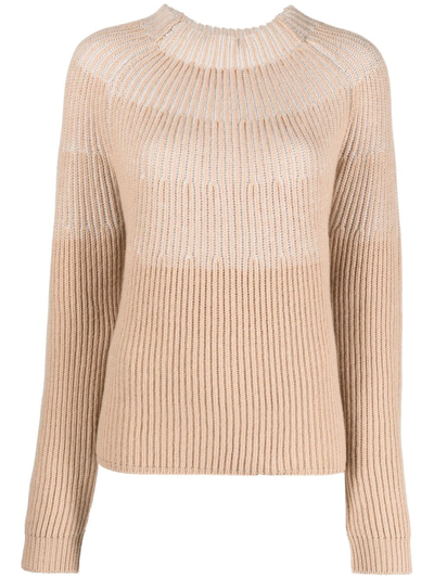 Agnona Colour-block Cashmere Jumper In Neutrals