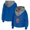 Wear By Erin Andrews Blue New York Knicks Pieced Quarter-zip Hoodie Jacket In Blue