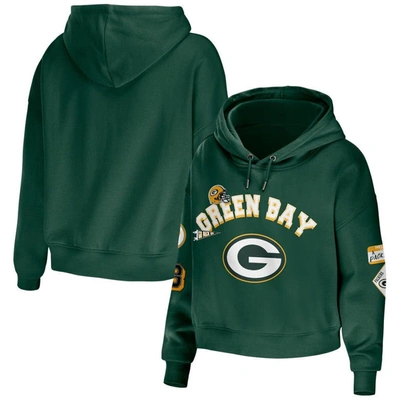WEAR BY ERIN ANDREWS WEAR BY ERIN ANDREWS GREEN GREEN BAY PACKERS MODEST CROPPED PULLOVER HOODIE