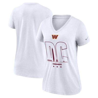 Nike Women's Team (nfl Washington Commanders) Mid V-neck T-shirt In White